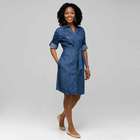 Belted Shirt Dress, Dark Stone, small