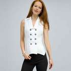 Double Breasted Sleeveless Button Down Blouse., White, small