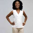 Sleeveless Pleated Shirt, White, small