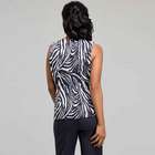 Sleeveless Zebra Print Blouse, Ink & White, small