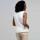 Sleeveless Pleated Shirt, White, small