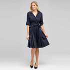 Short Sleeve Belted Shirtdress, Ink, small