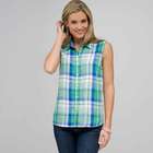 Sleeveless Button Down Shirt, Multi, small