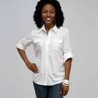 Classic Button Front Shirt, White, small
