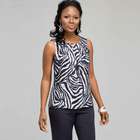 Sleeveless Zebra Print Blouse, Ink & White, small