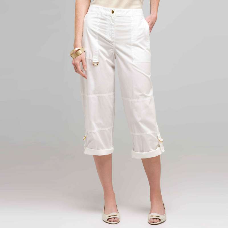 Cuffed Cargo Pant, White, large