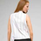 No-Iron Easy Care Sleeveless Striped Shawl Collar Blouse, White Multi, small