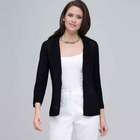 3/4 Sleeve Notch Cardigan., Black, small