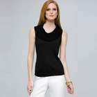 Sleeveless Cowl Neck Knit., Black, small