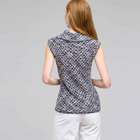 Sleeveless Cowl Neck Top, White Multi, small