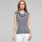 Sleeveless Cowl Neck Top, White Multi, small