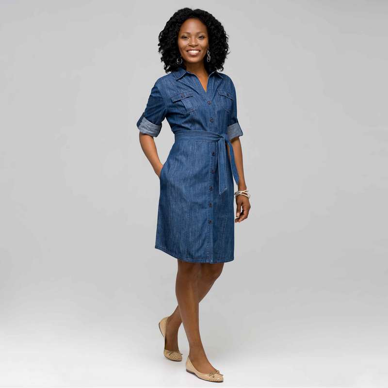 Belted Shirt Dress, Dark Stone, large